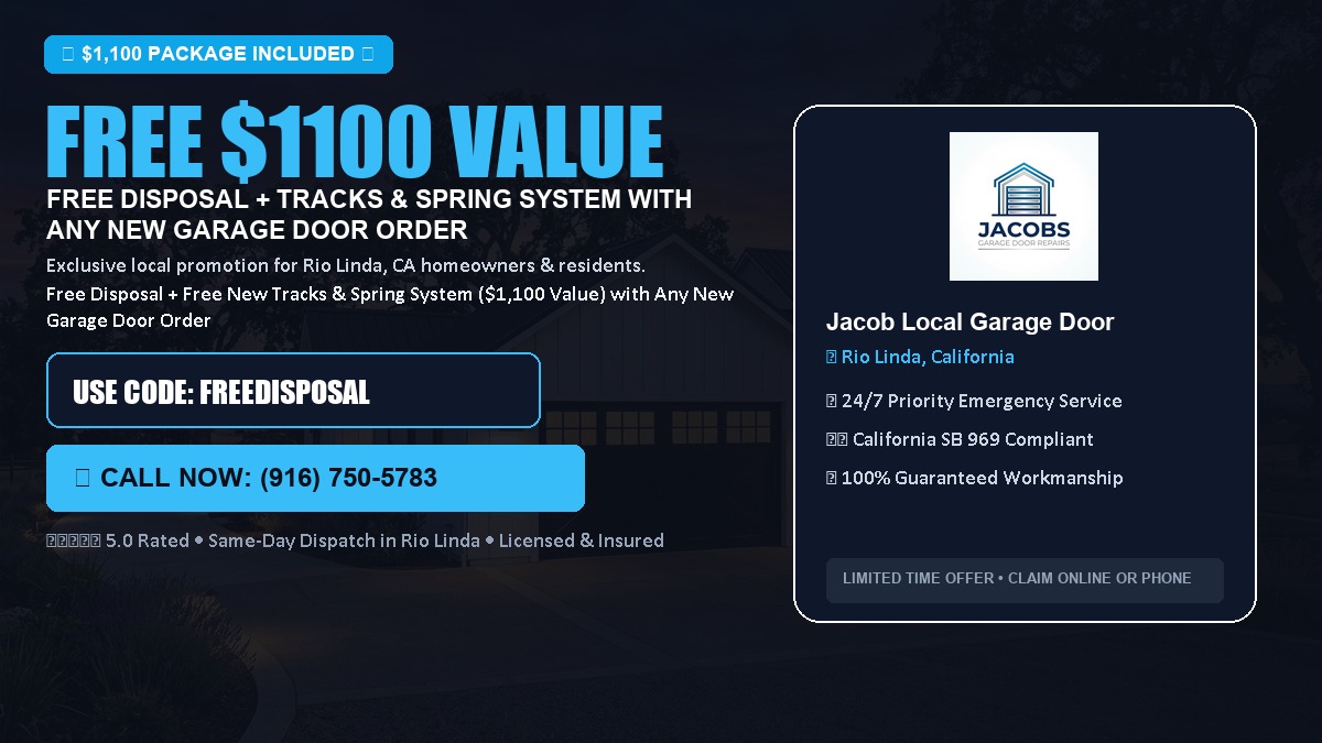 Free Disposal + Free New Tracks & Spring System with Any New Garage Door Order ($1100 Value) in Rio Linda, CA